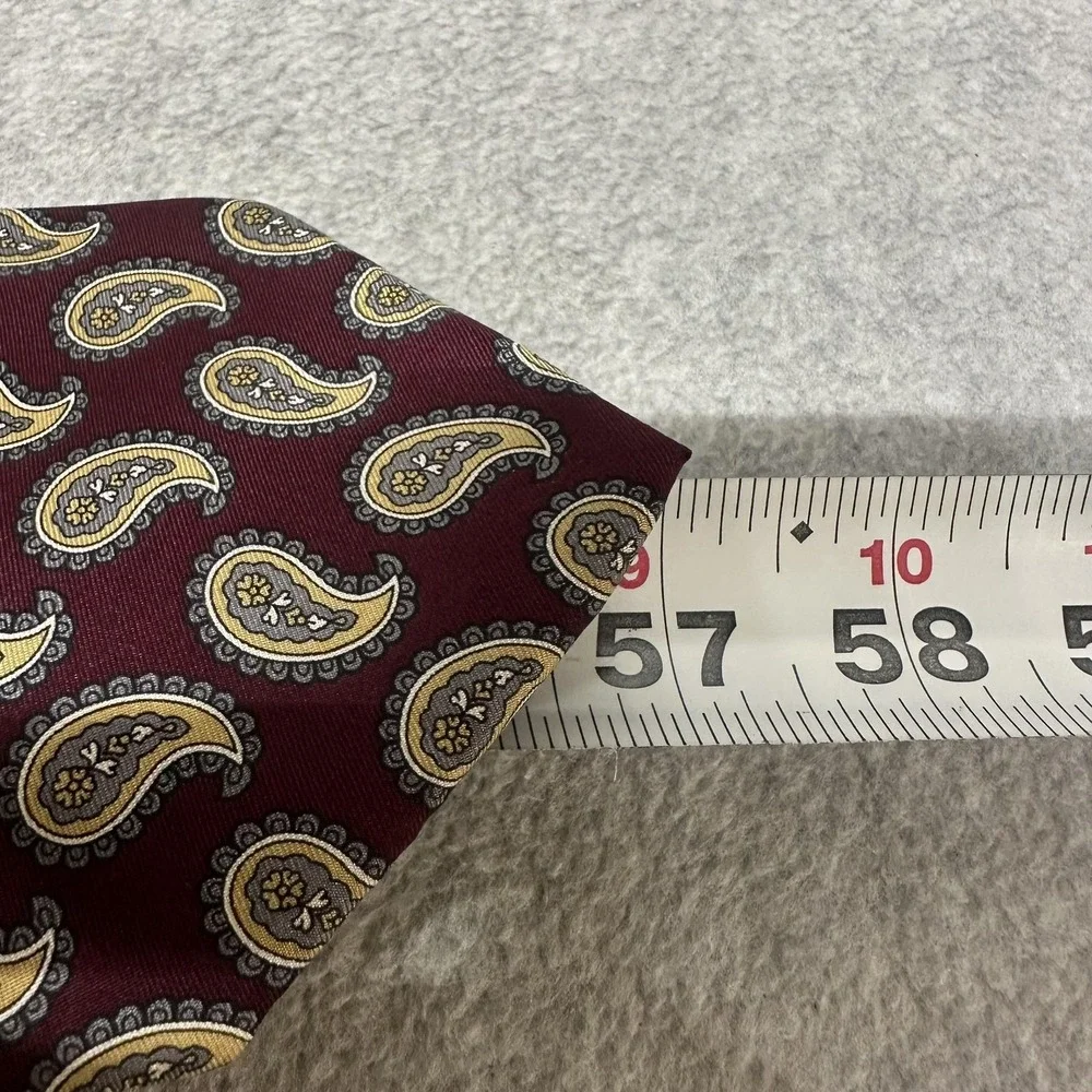 Sheaf & Caber Tie Mens Silk Paisley Burgundy Italian Fabric Made in‎ USA Necktie